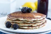 Zesty Lemon Poppy Seed Flapjacks with Blackberry Maple Glaze