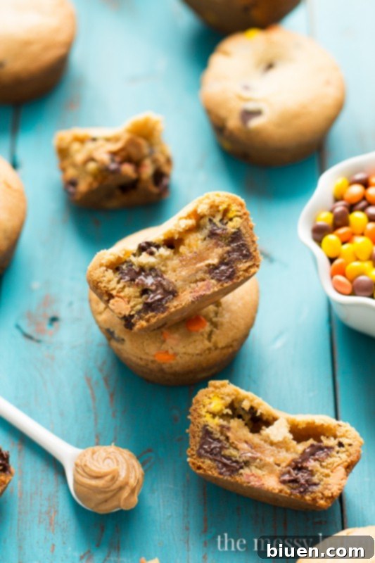Chocolate Chip Cookie Cups with Peanut Butter Surprise 31 featured 7111