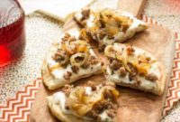 Gourmet Sausage Caramelized Onion Pita Pizza