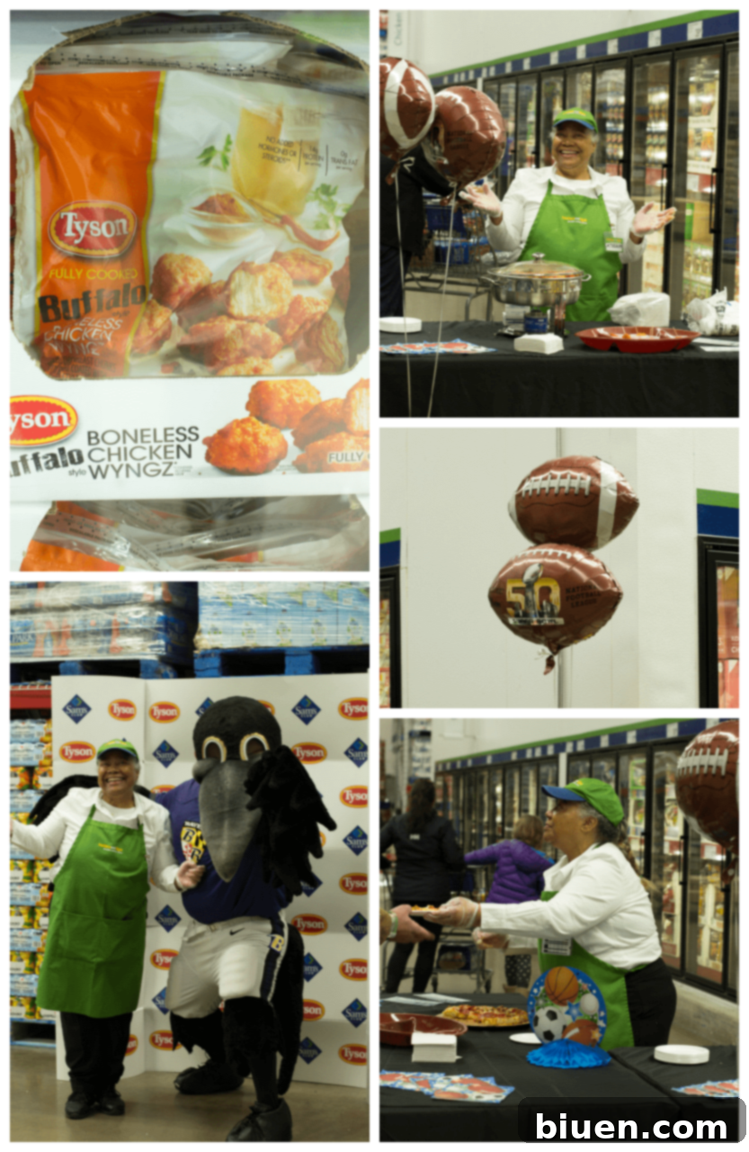 Tyson's Game Day Event at Sam's Club, featuring people enjoying food