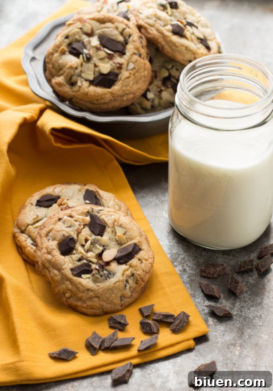 Cherry & Almond Chocolate Chunk Cookies 3 Close-up of Cherry Almond Chocolate Chunk Cookies on a cooling rack