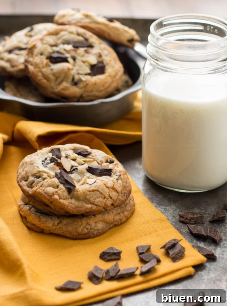 Cherry & Almond Chocolate Chunk Cookies 5 Plate of freshly baked Cherry Almond Chocolate Chunk Cookies