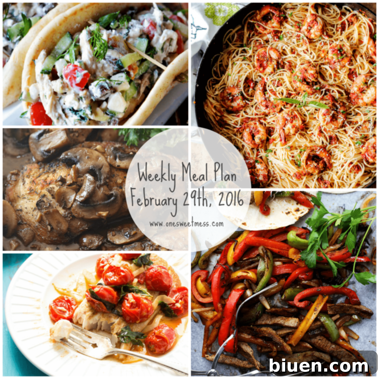 Delicious Weekly Meal Plan for the Week of February 29th, 2016 with Printable Grocery List