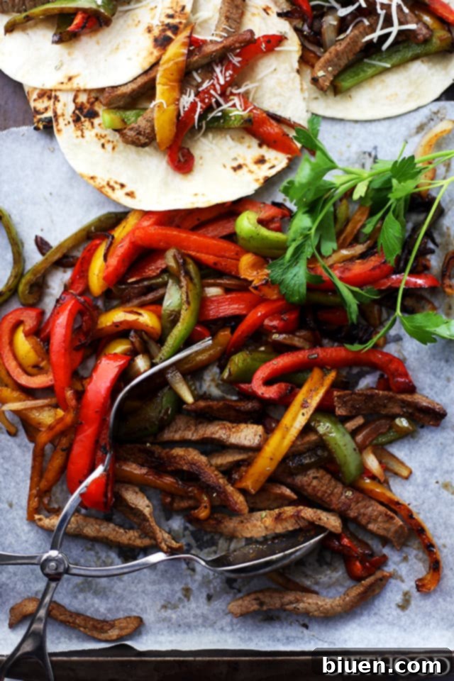 Sizzling Beef Steak Fajitas with Peppers and Onions