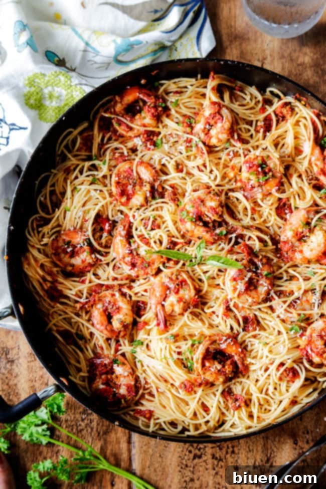 Quick & Easy 20-minute Sun-Dried Tomato Basil Shrimp Pasta Recipe