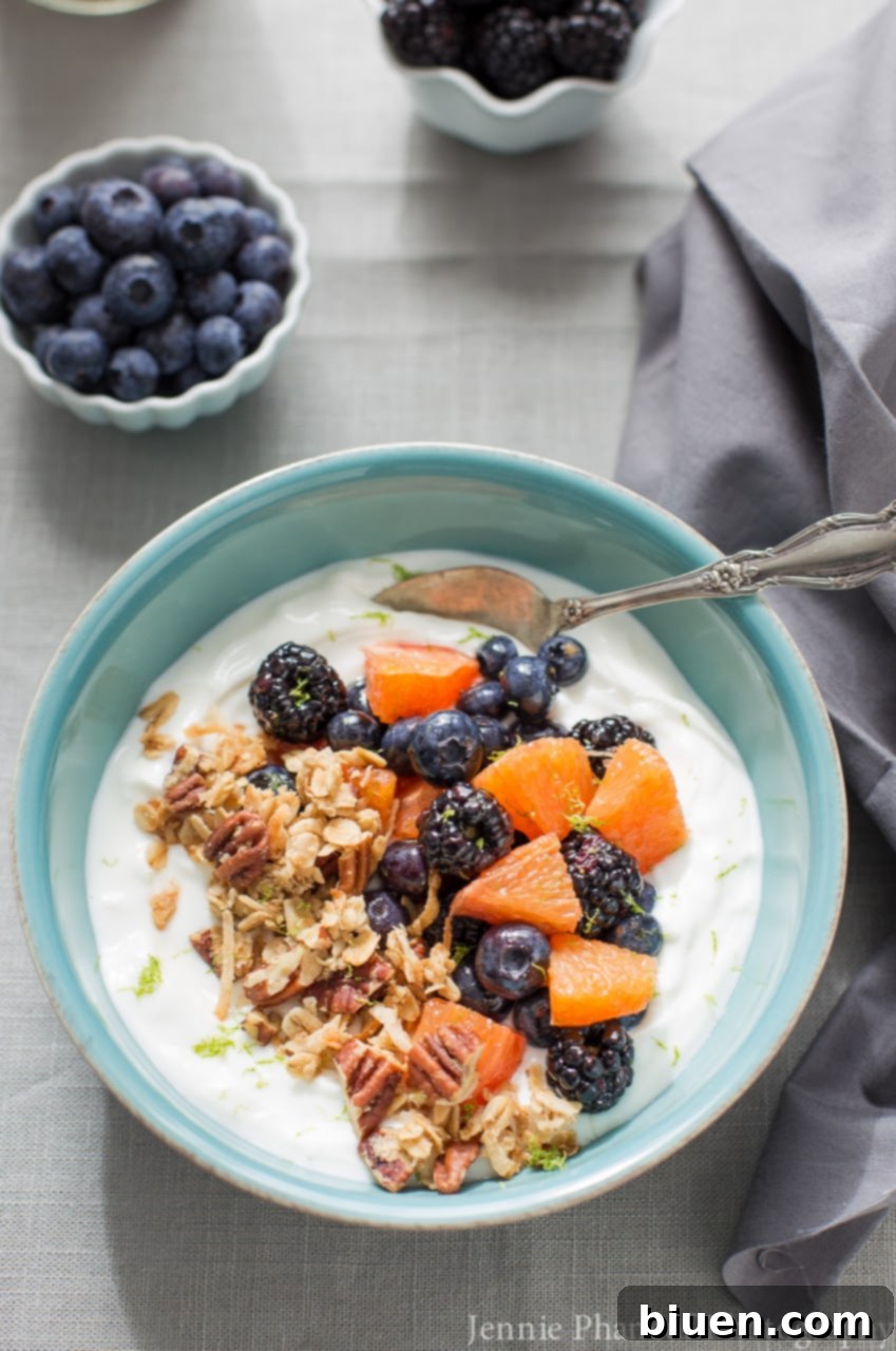 Honey-Lime Fruit and Yogurt Bowl - Delicious and healthy breakfast idea
