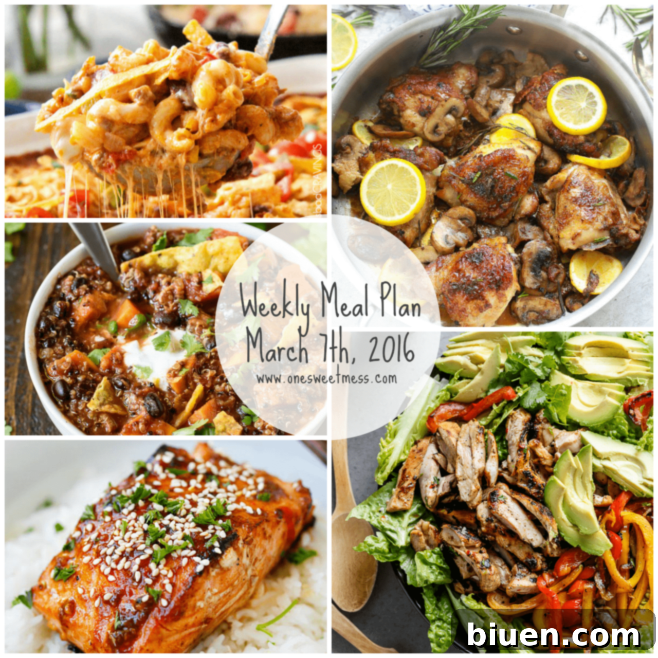 Week of March 7th, 2016 Weekly Meal Plan + Printable Grocery List
