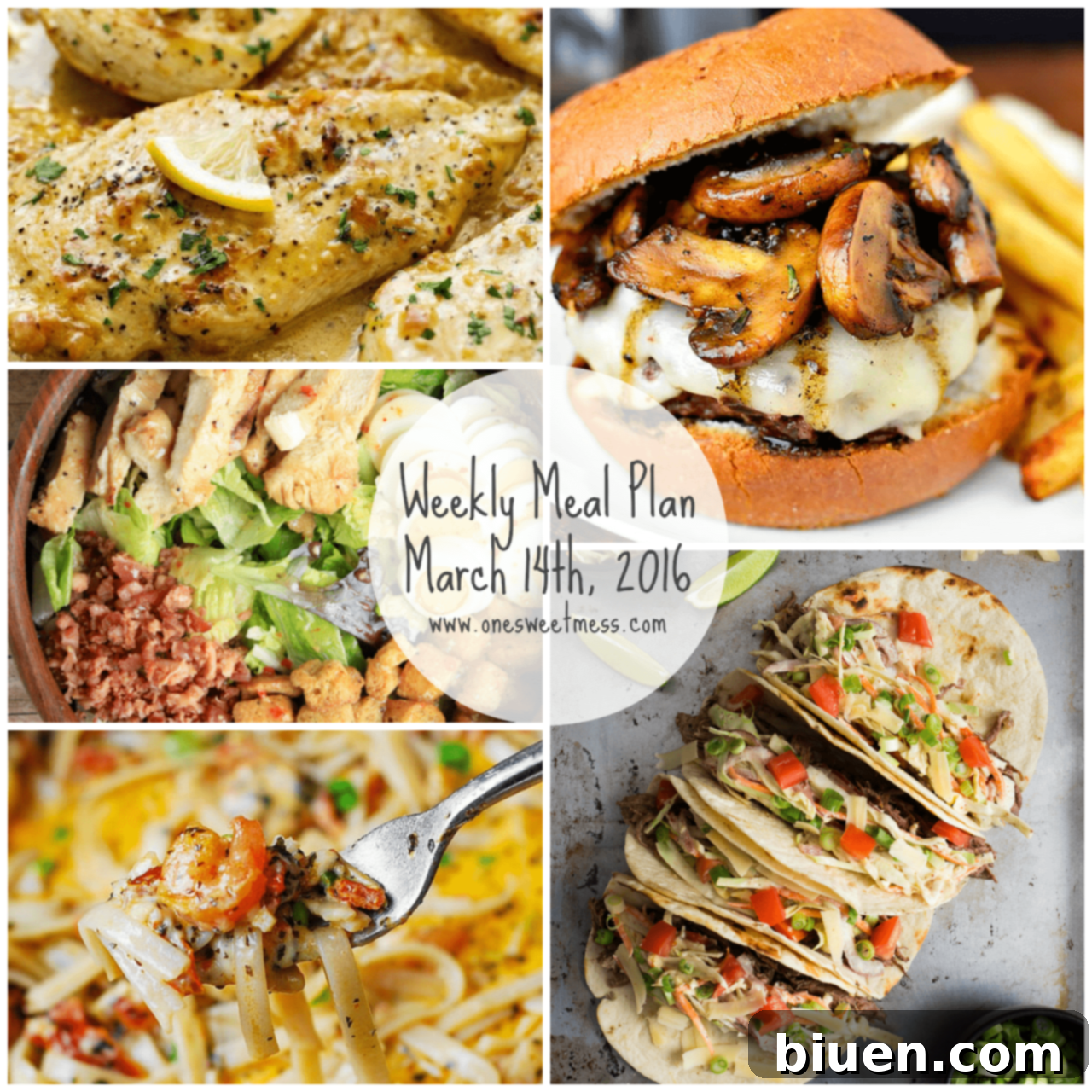 Your Weekly Meal Plan March 14 2016 4 Week of March 14th, 2016 Weekly Meal Plan + Printable Grocery List