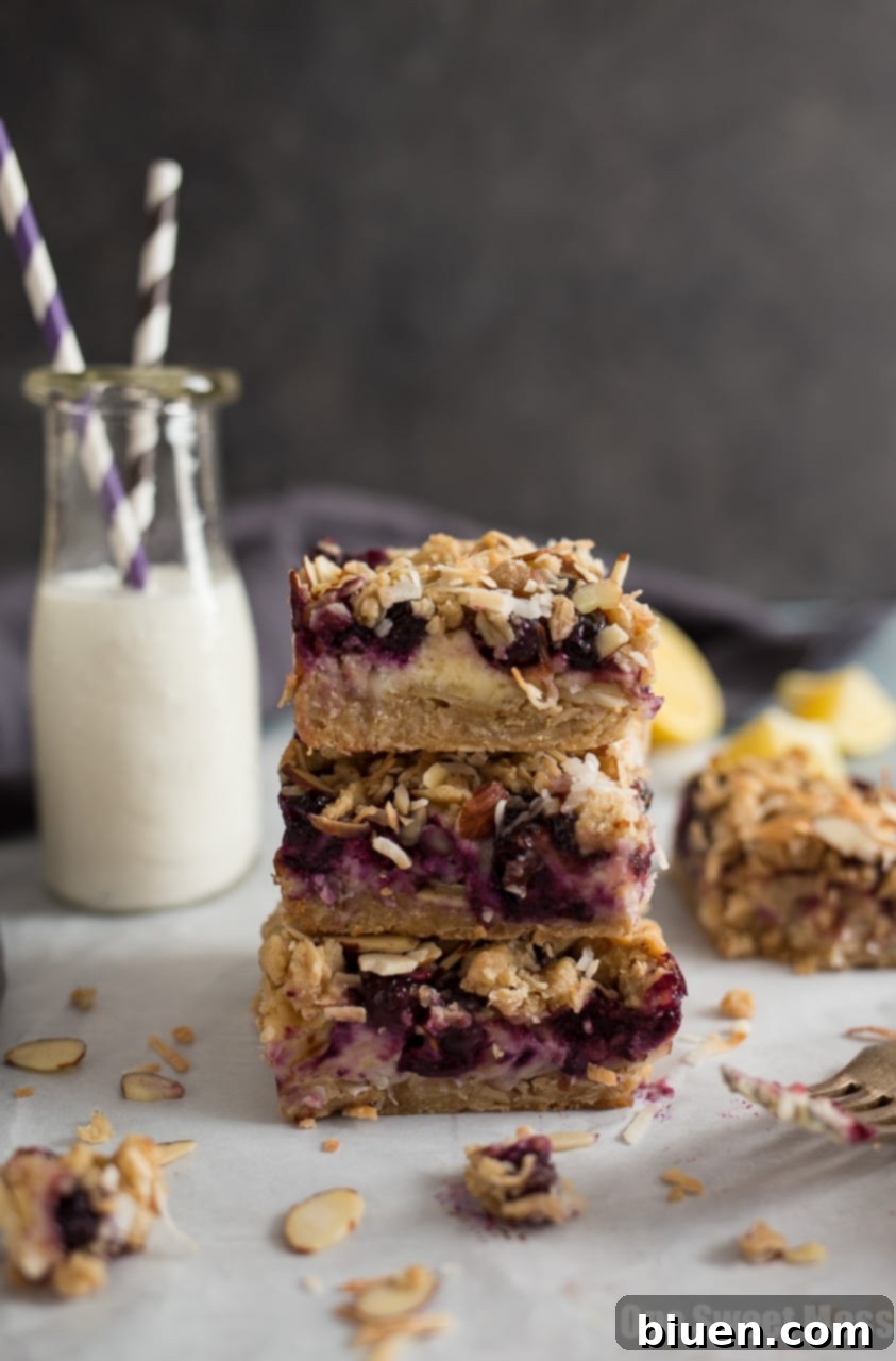 Tropical Blueberry Coconut Cheesecake 5 Blueberry Coconut Cheesecake Bars