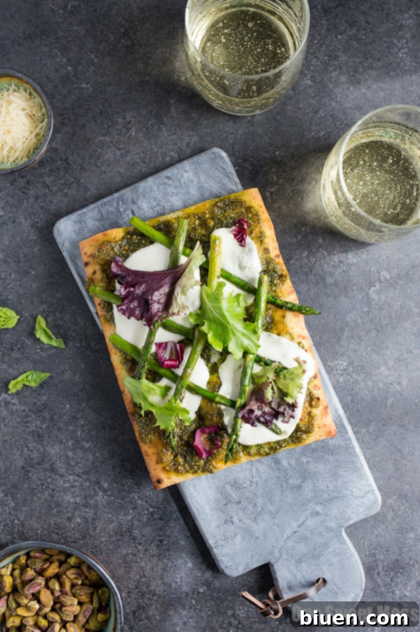 Pistachio Pesto & Asparagus Flatbread Pizza