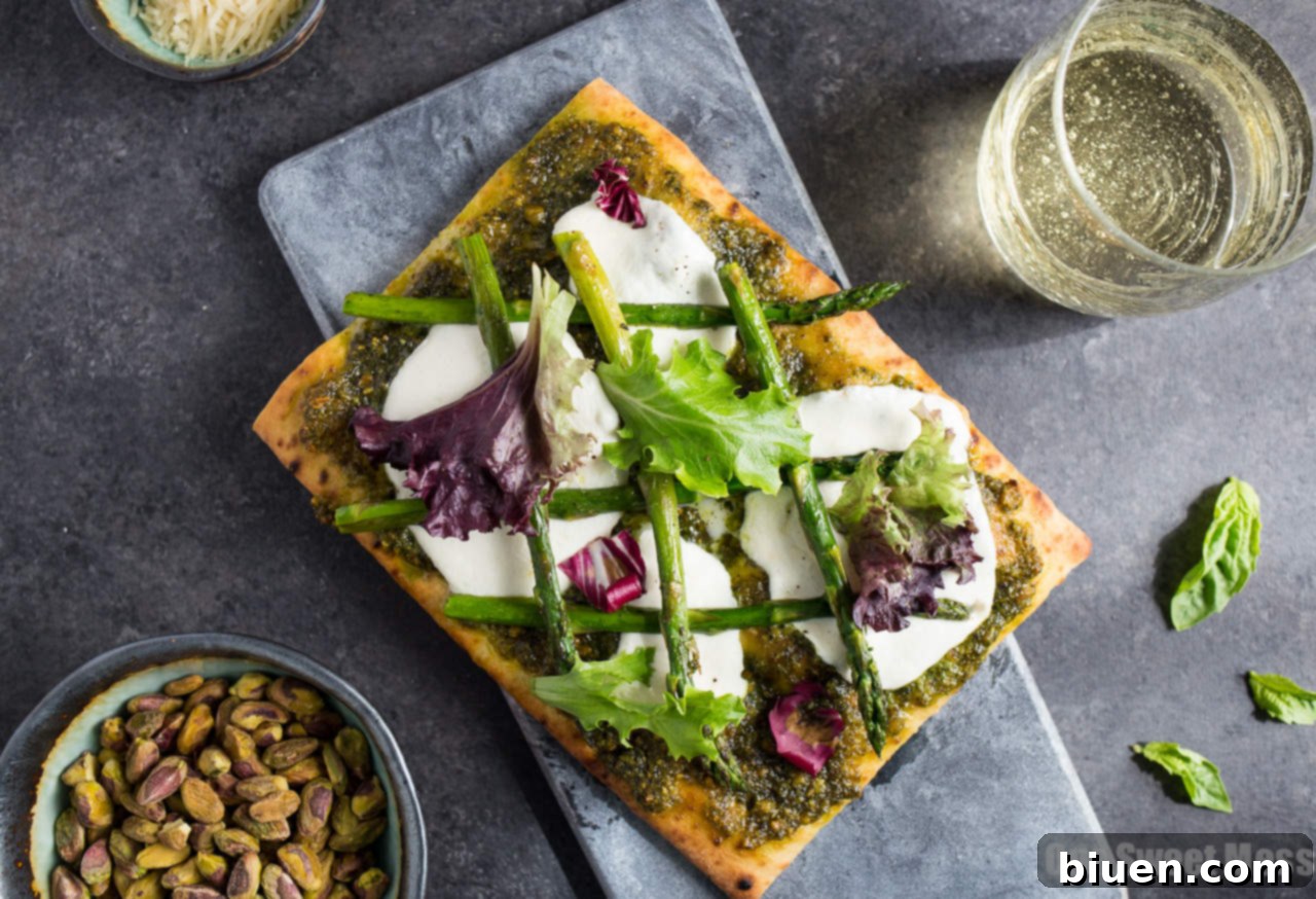 Pistachio Pesto & Asparagus Flatbread Pizza