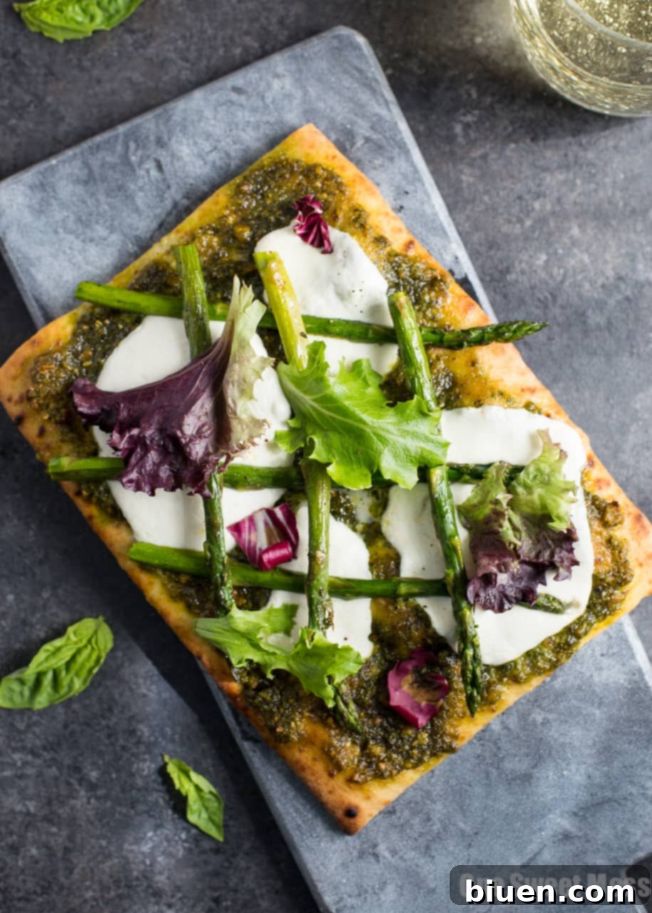 Pistachio Pesto & Asparagus Flatbread Pizza