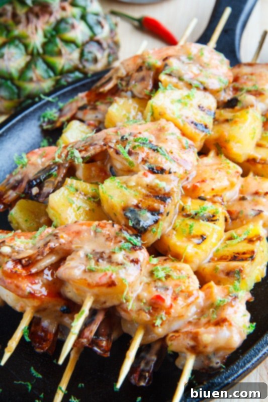 Grilled Coconut and Pineapple Sweet Chili Shrimp