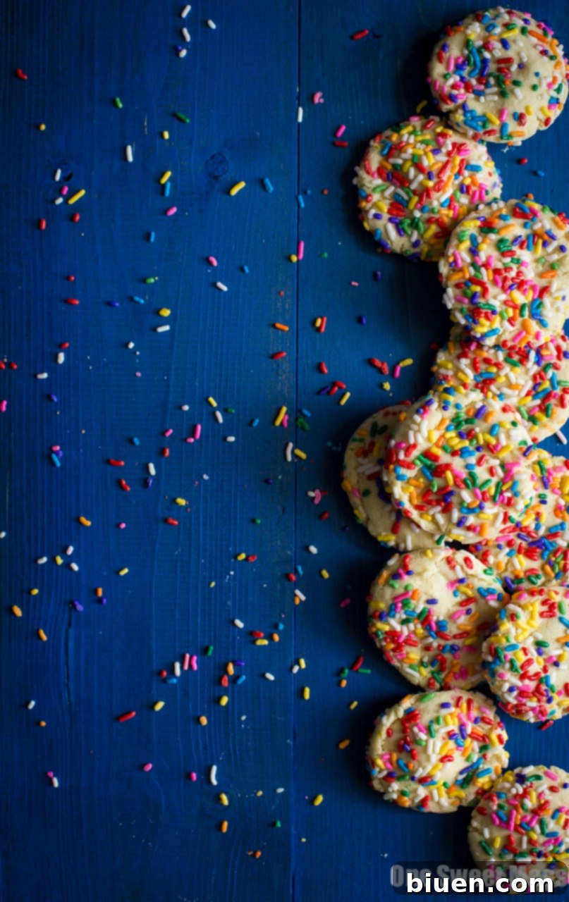 Confetti Cloud Sugar Cookies 2 Soft-Baked Funfetti Sugar Cookies, freshly baked and vibrant with sprinkles