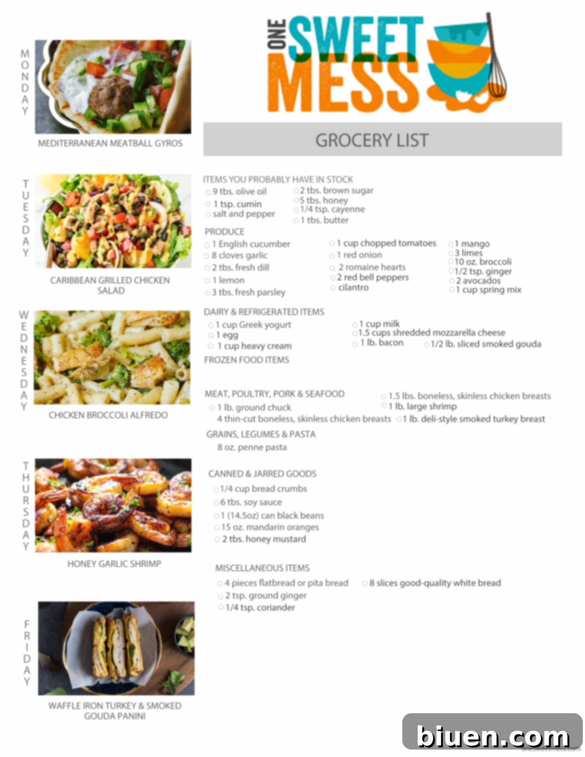 Week of May 23rd, 2016 Weekly Meal Plan + Printable Grocery List