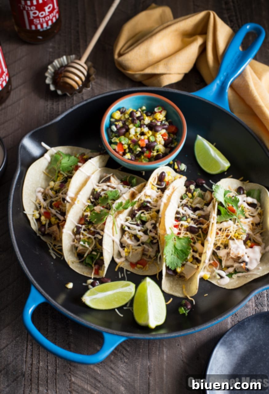 Mesquite Grilled Chicken Tacos with Fiery Honey Crema 4 Mesquite Grilled Chicken Tacos with Honey Hot Sauce Chipotle Crema