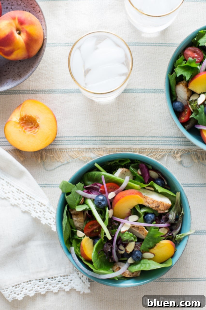 Grilled Chicken & Peach Salad with Honey Peach Vinaigrette