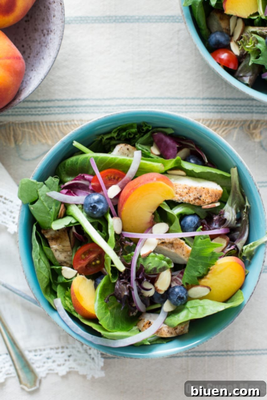 Grilled Chicken & Peach Salad with Honey Peach Vinaigrette