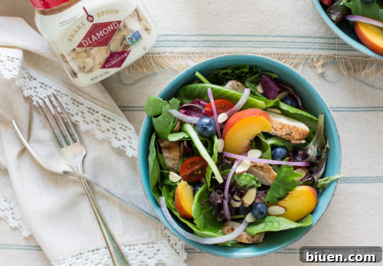 Grilled Chicken & Peach Salad with Honey Peach Vinaigrette