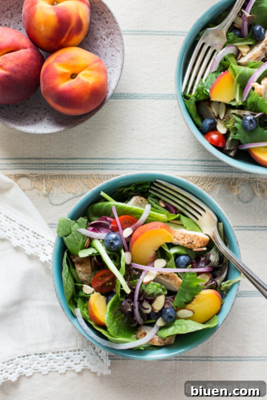 Grilled Chicken & Peach Salad with Honey Peach Vinaigrette