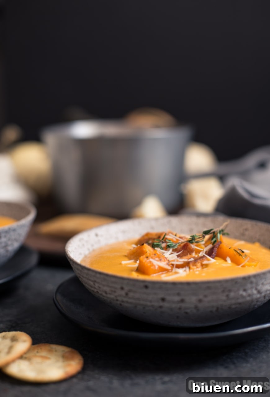 Ingredients for Roasted Butternut Squash & Sweet Potato Soup laid out