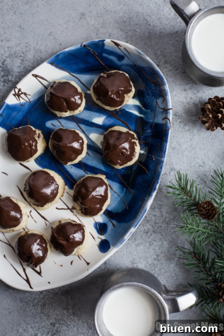 Chocolate Dipped Hazelnut Sandies with crafting supplies