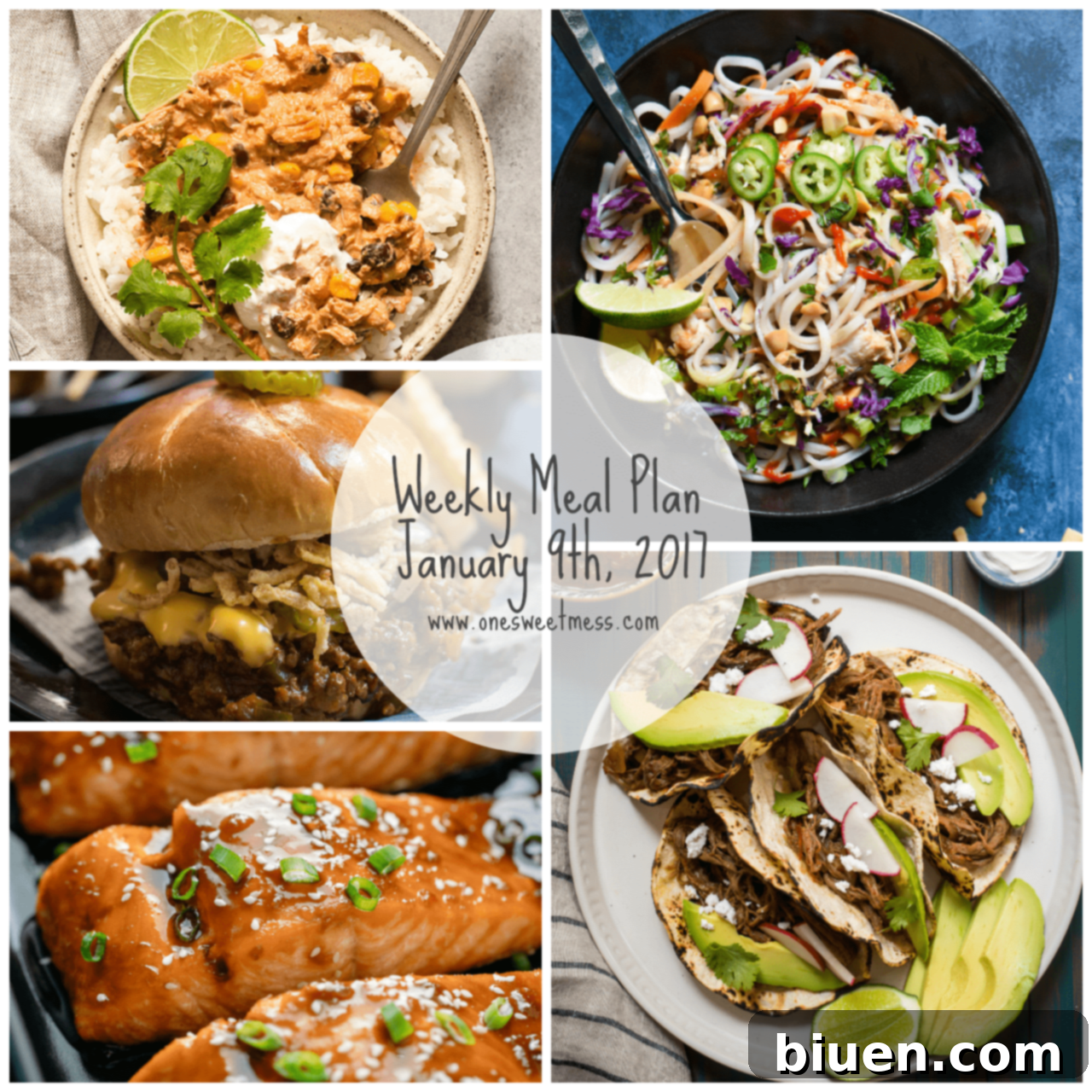 Week of January 9th, 2017 Weekly Meal Plan + Printable Grocery List