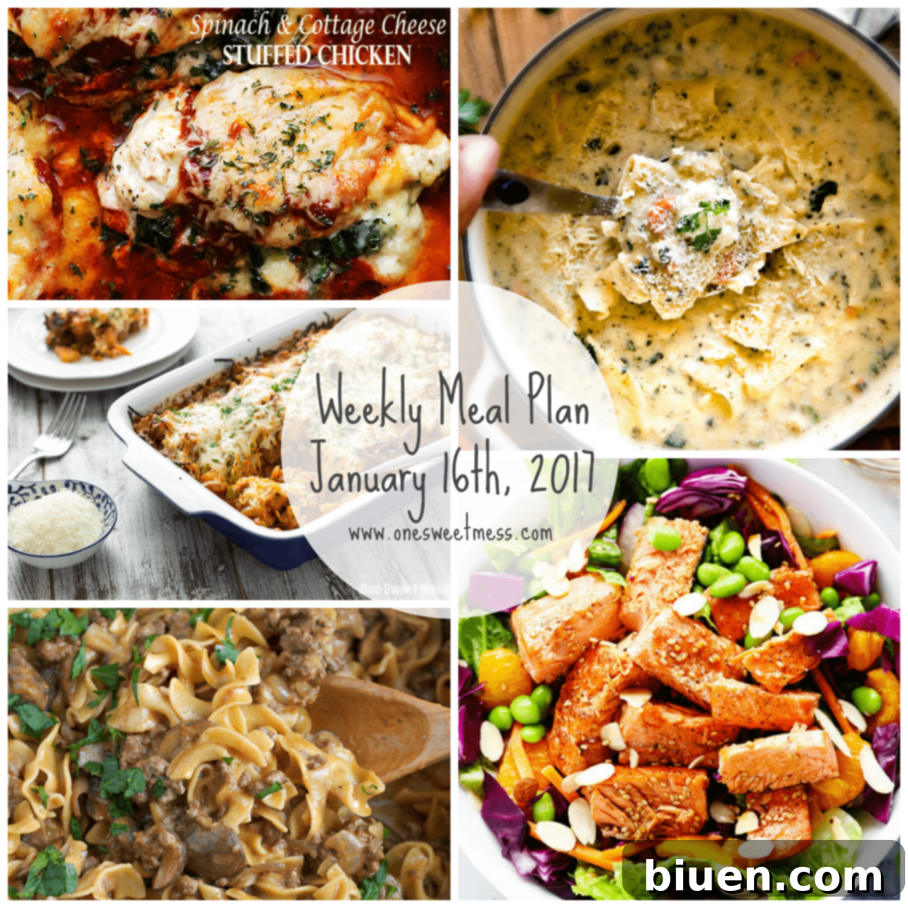 Week of January 16th, 2017 Weekly Meal Plan + Printable Grocery List