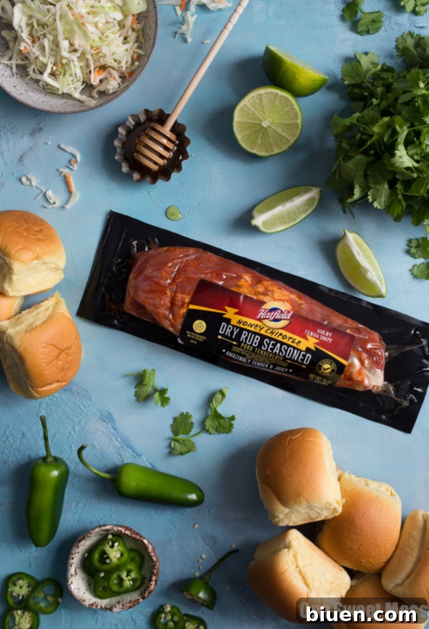 Chipotle Pork Sliders with Honey Lime Slaw