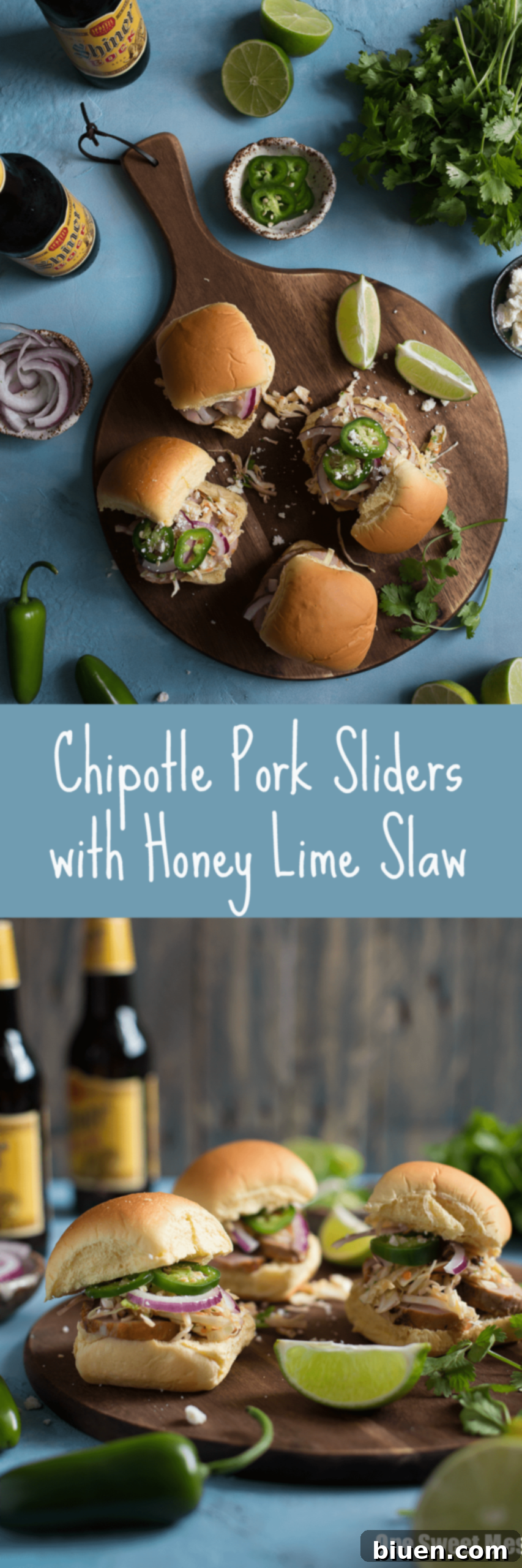 Chipotle Pork Sliders with Honey Lime Slaw