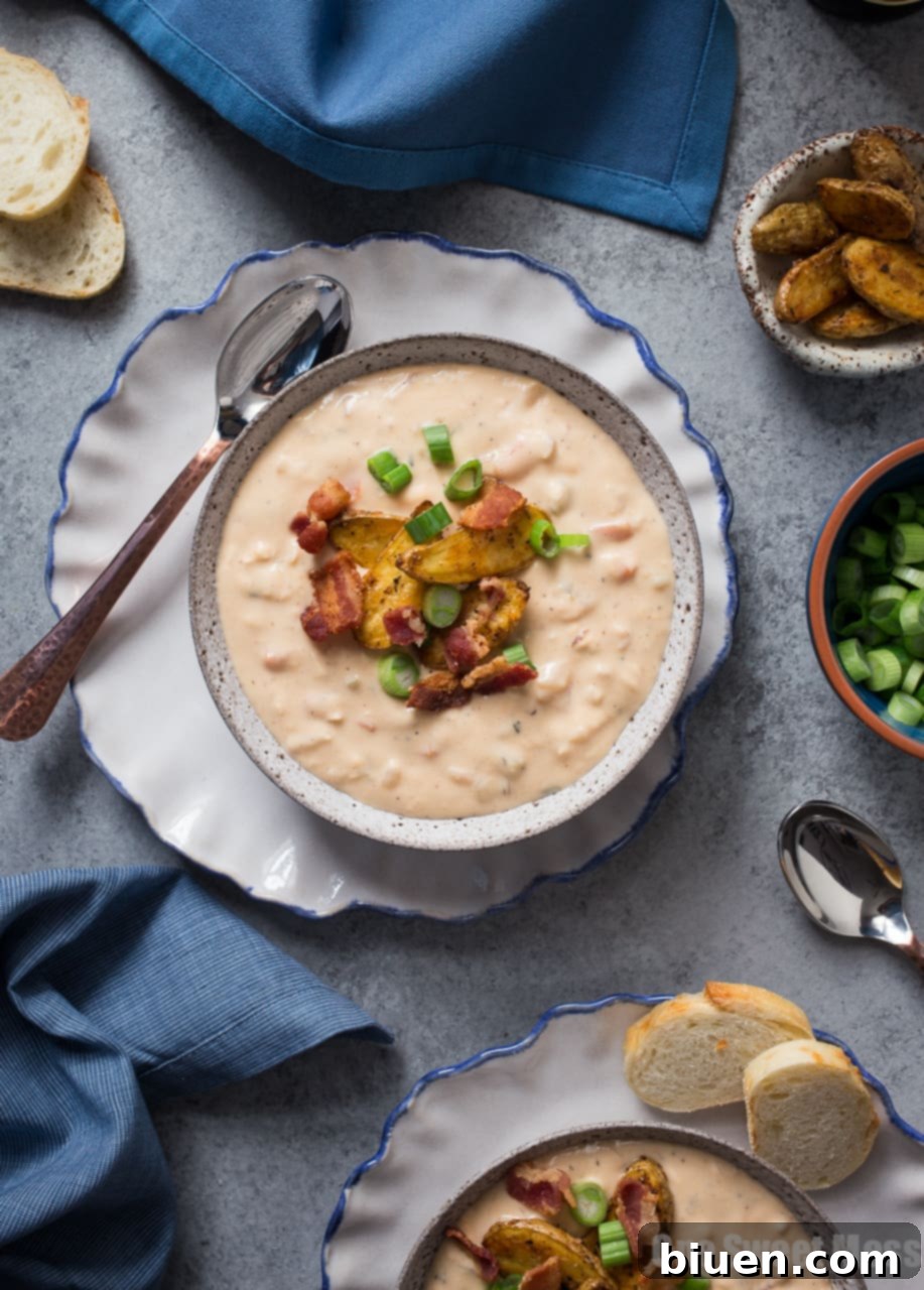 Bacon Beer Cheese Soup with Crispy Potato Croutons