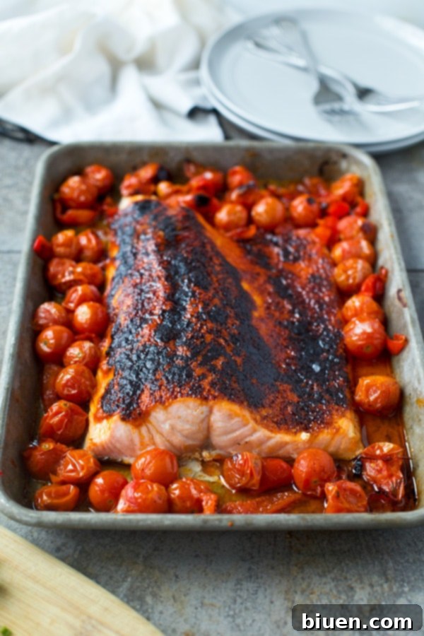 Tomato Butter Roasted Salmon with Cherry Tomatoes