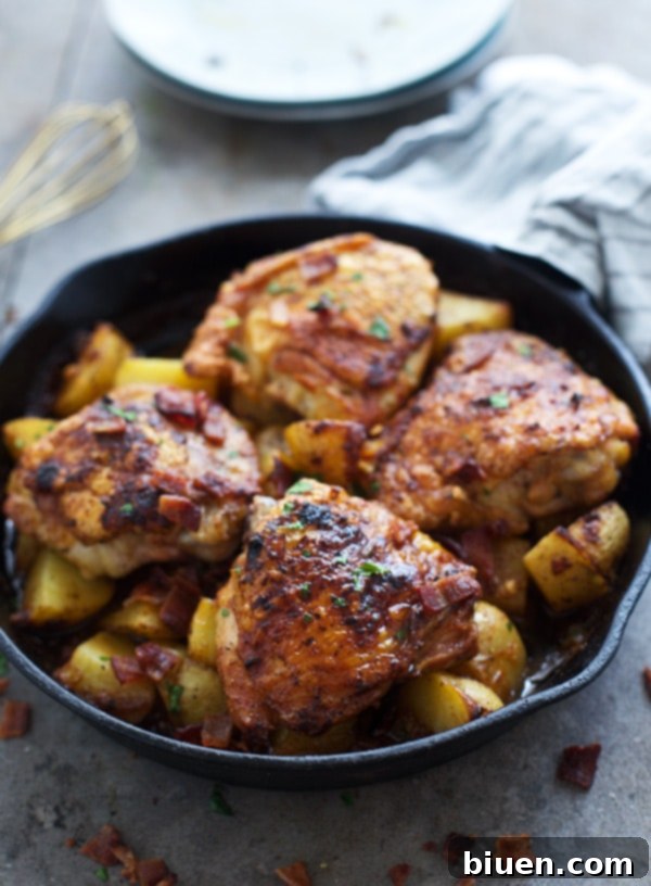 Hearty Braised Dijon Chicken and Potatoes, a perfect comfort food dinner for Monday evenings.