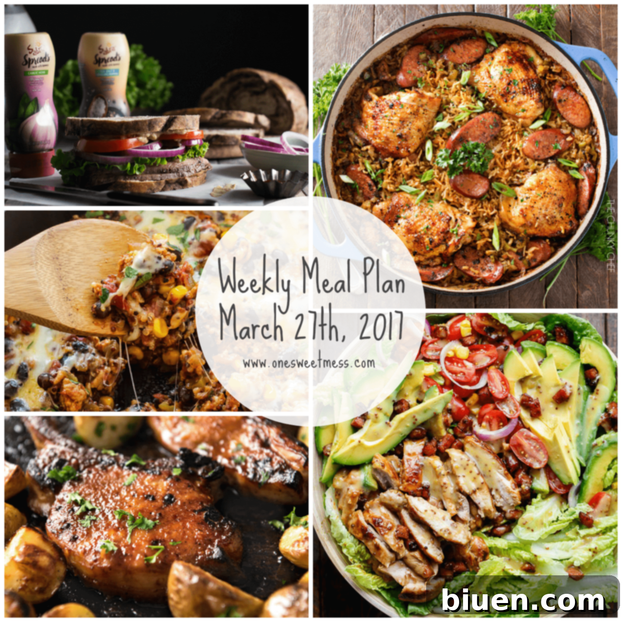 Weekly Meal Plan and Printable Grocery List for March 27th, 2017