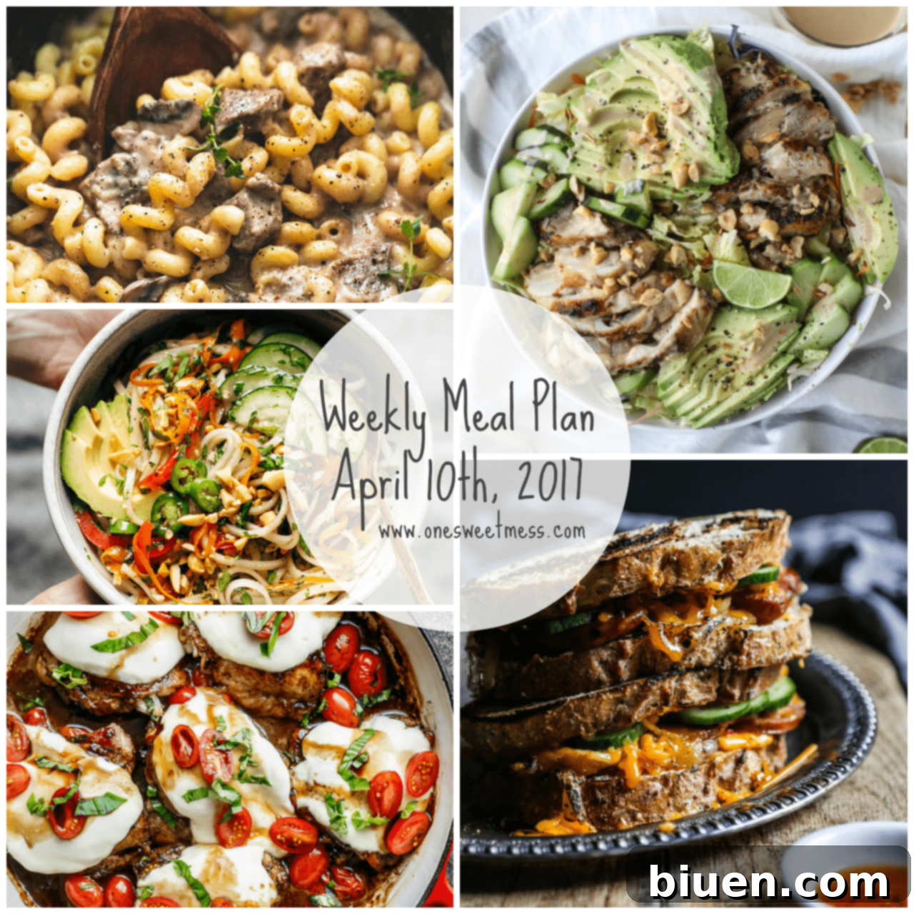 Week of April 10th, 2017 Weekly Meal Plan + Printable Grocery List