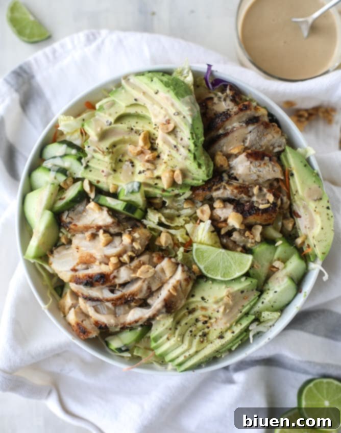 Chicken Avocado Salad with Peanut Dressing