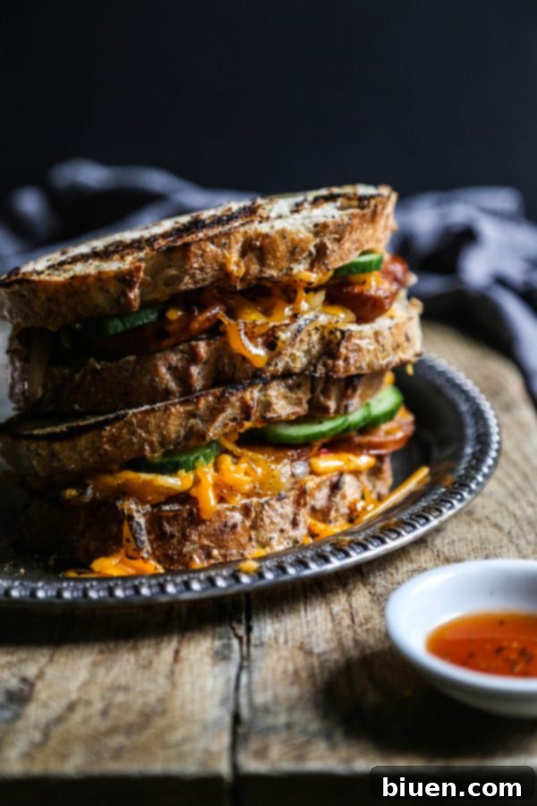 Pimento Grilled Cheese with Andouille