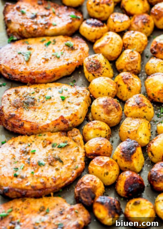 Sheet Pan Ranch Pork Chops and Potatoes, a quick and easy dinner