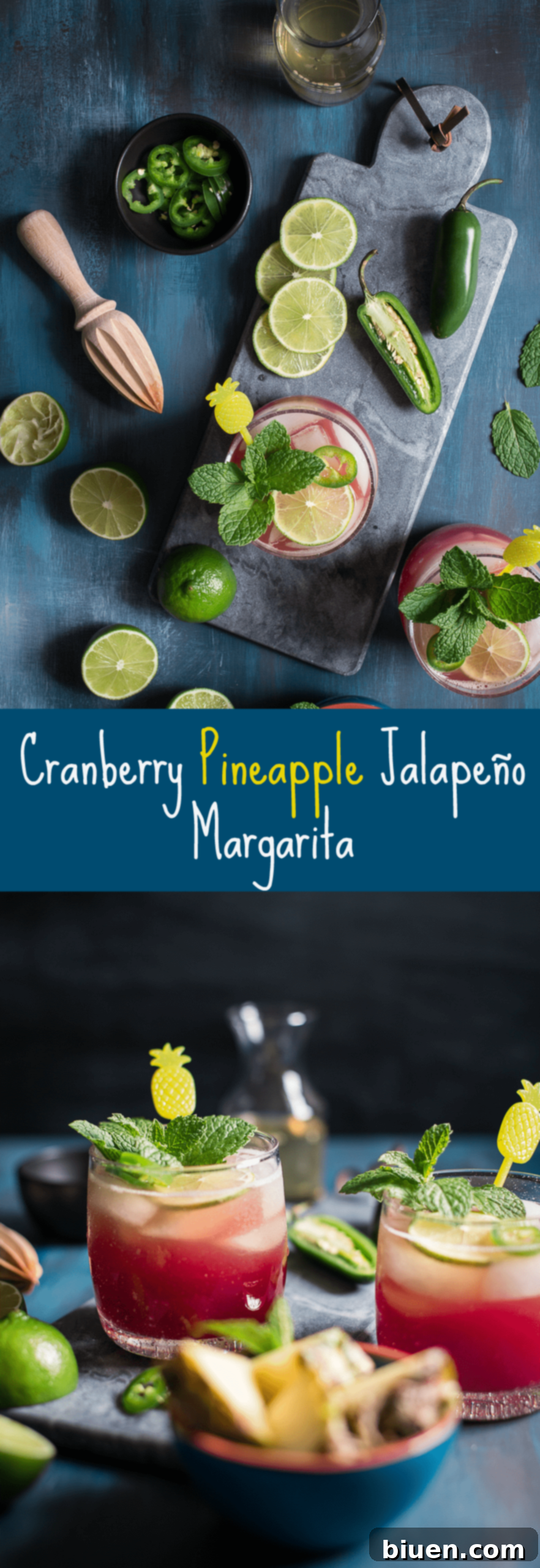 Cranberry Pineapple Jalapeno Margaritas