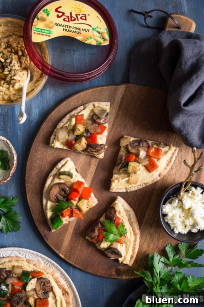Mediterranean Grilled Veggie Pita Pizza
