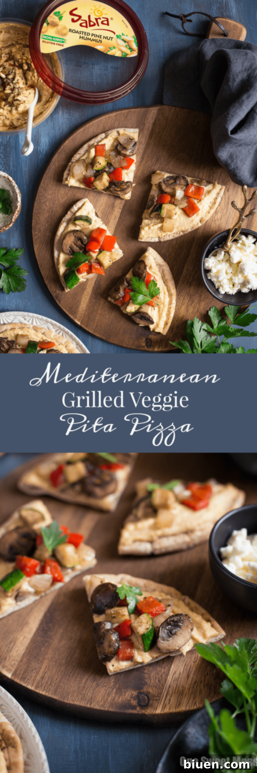 Mediterranean Grilled Veggie Pita Pizza
