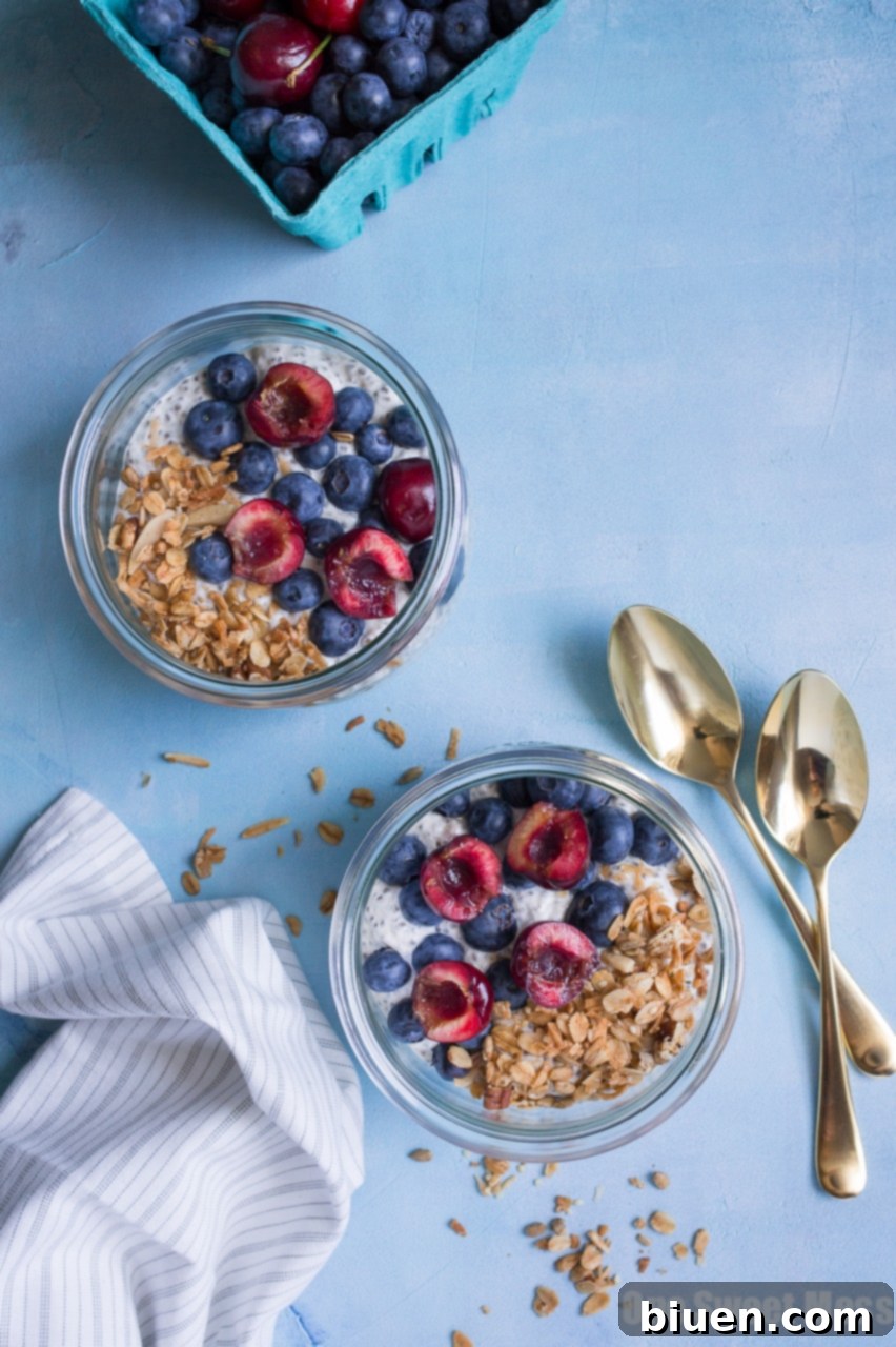This Very Vanilla Chia Pudding is gluten-free, vegan-friendly, naturally sweetened, and high in protein. It's a great on-the-go healthy breakfast option.