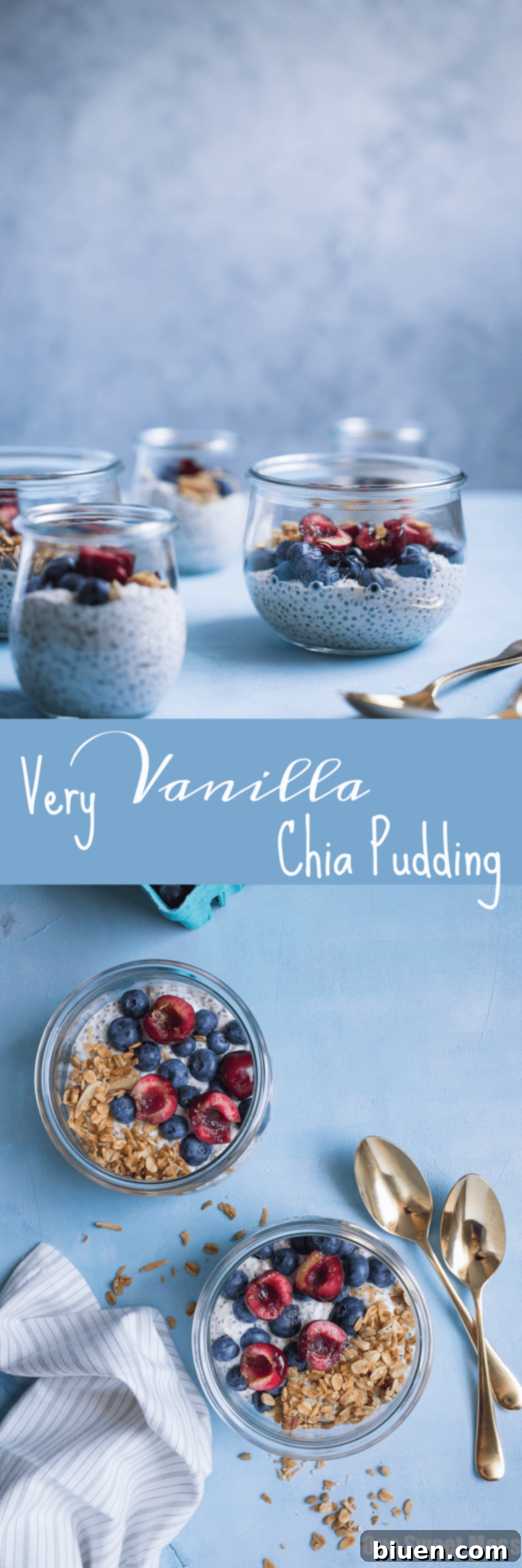 This Very Vanilla Chia Pudding is gluten-free, vegan-friendly, naturally sweetened, and high in protein. It's a great on-the-go healthy breakfast option.