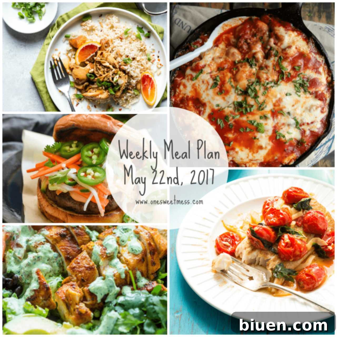 Weekly Meal Plan May 22 2017 34 Week of May 22nd, 2017 Weekly Meal Plan + Printable Grocery List