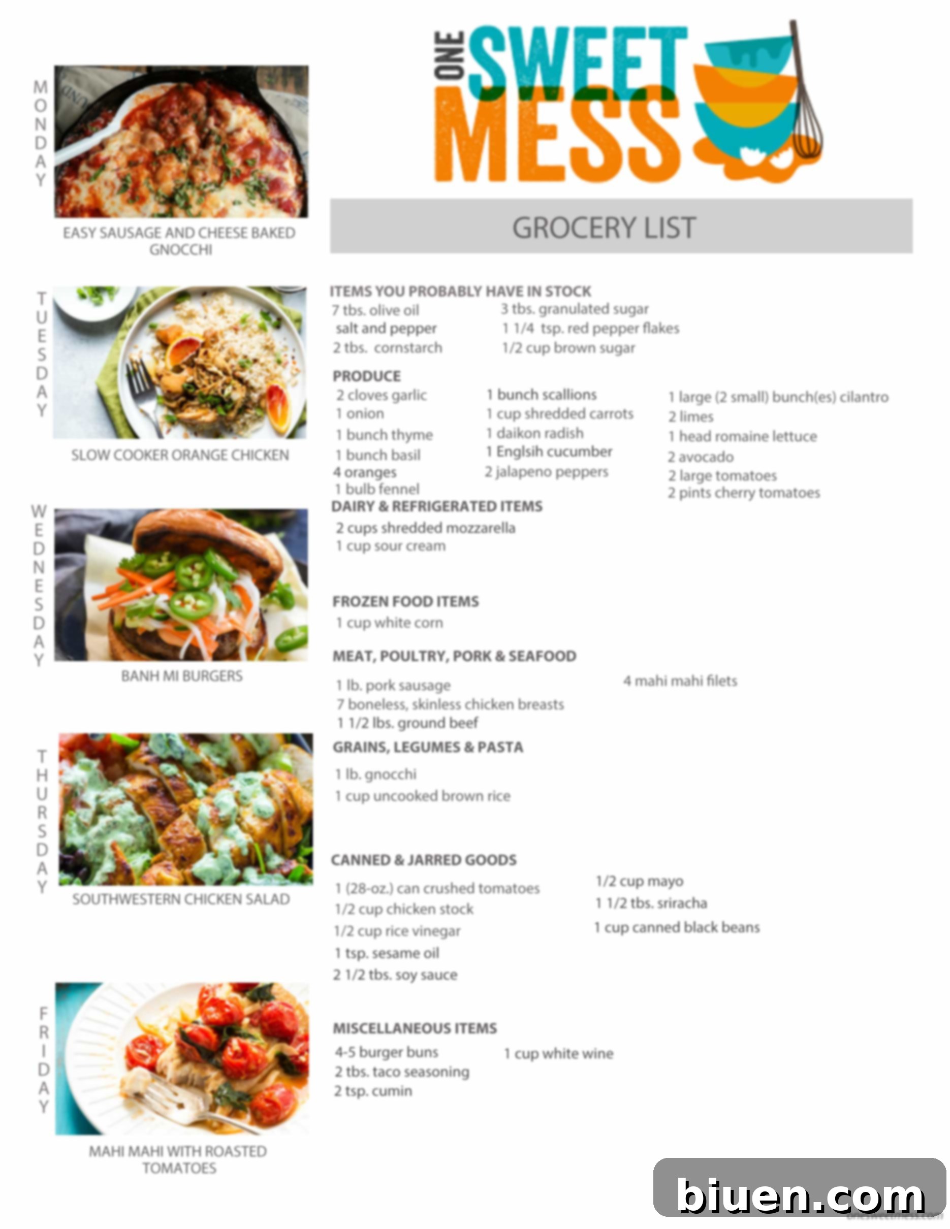 Week of May 22nd, 2017 Weekly Meal Plan + Printable Grocery List