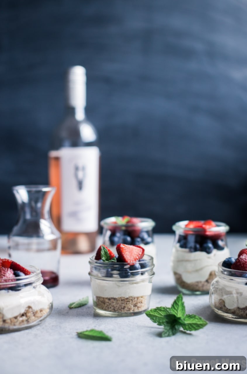 No-Bake Lemon Cheesecake with Rosé Glazed Berries
