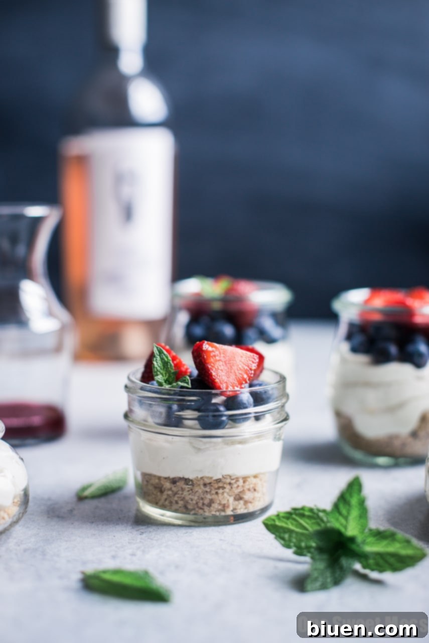 No-Bake Lemon Cheesecake with Rosé Glazed Berries