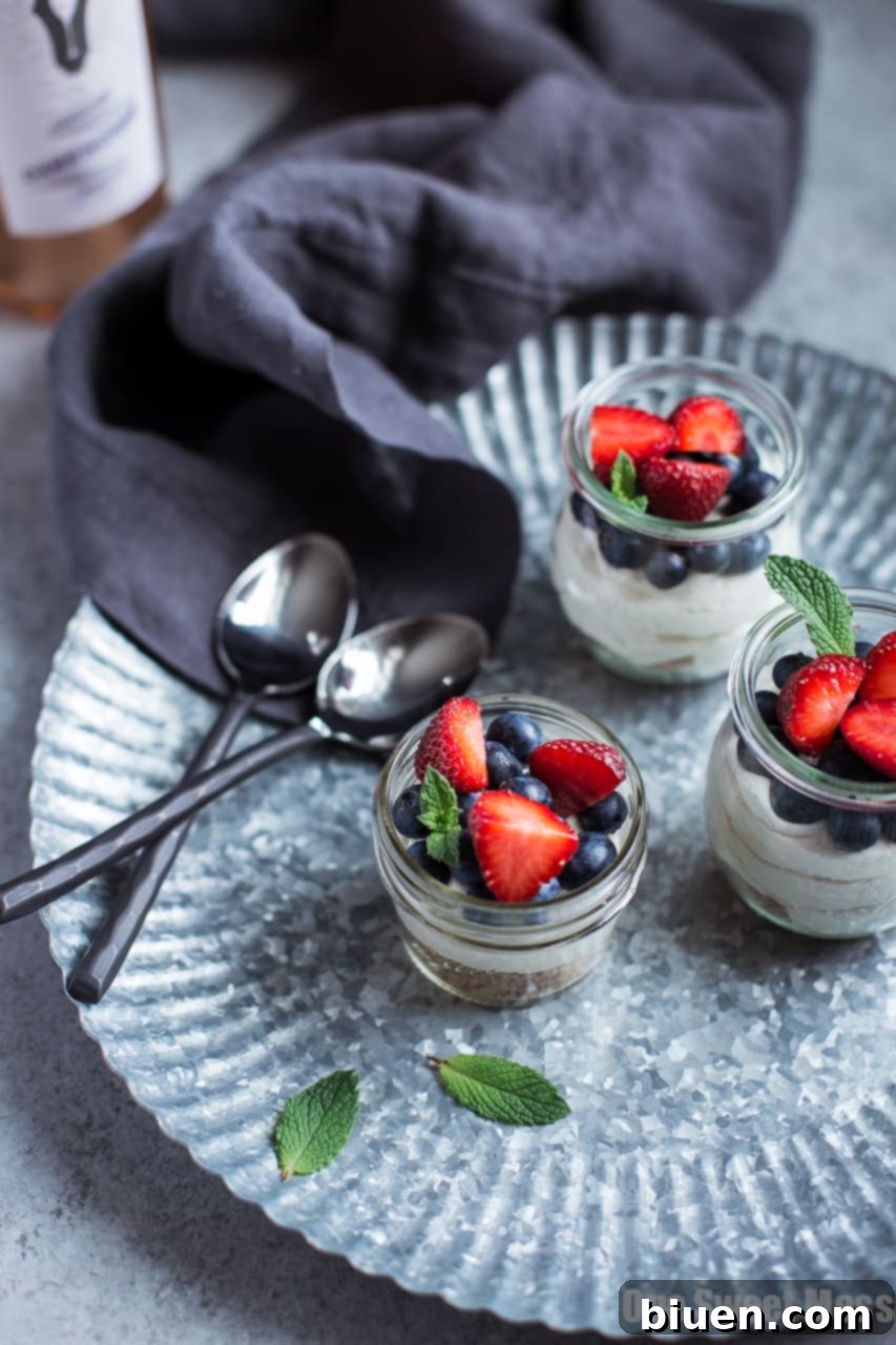 No-Bake Lemon Cheesecake with Rosé Glazed Berries
