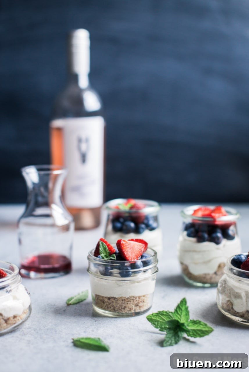 No-Bake Lemon Cheesecake with Rosé Glazed Berries