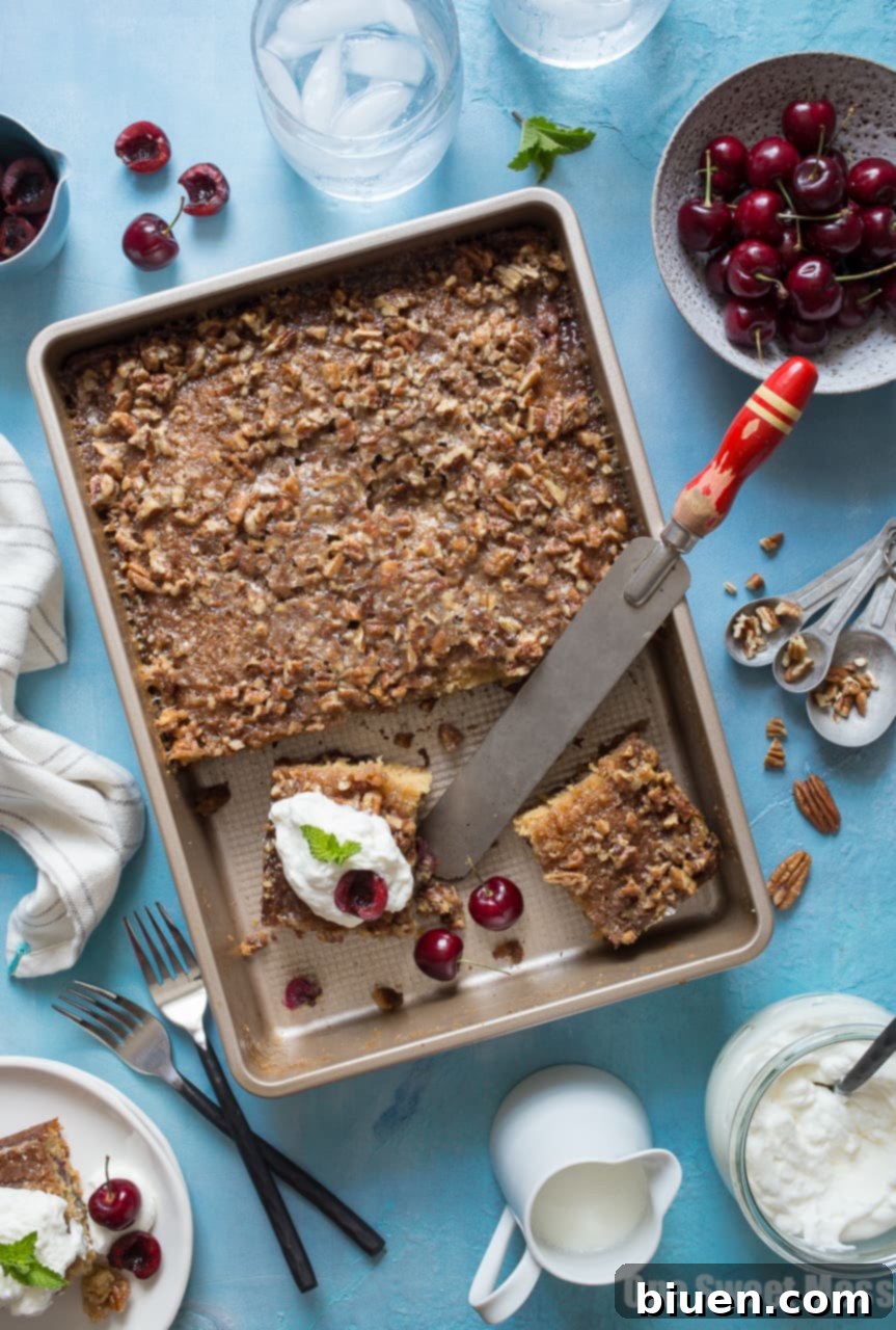 Southern Cherry Buttermilk Cake with Candied Pecan Topping 2 Pecan Glazed Cherry Buttermilk Cake